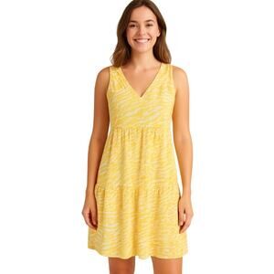 Nation Yellow & White Animal Print Sleeveless V-Neck Dress Women's Size Small